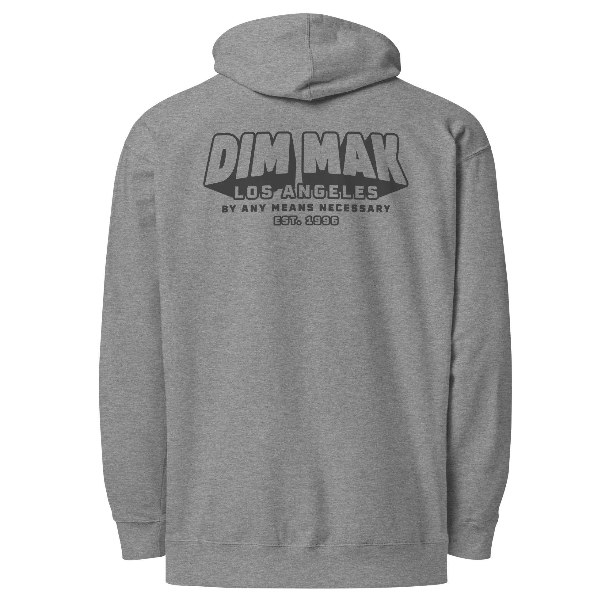 DM30 - Dim Mak Label Stamp Hoodie - Gunmetal Heather - Image 2