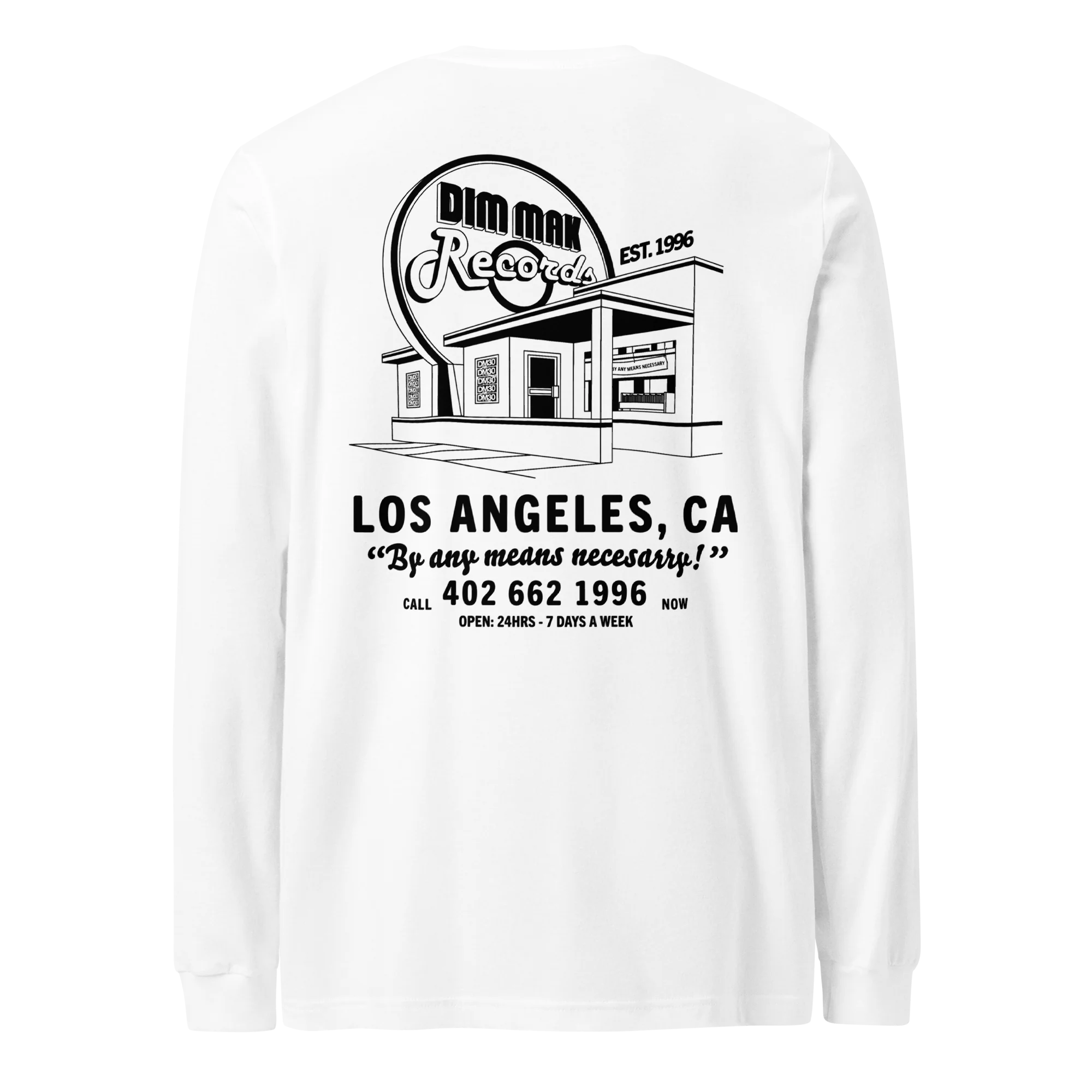 DM30 - Dim Mak Record Store Long Sleeve Tee - White - Image 2