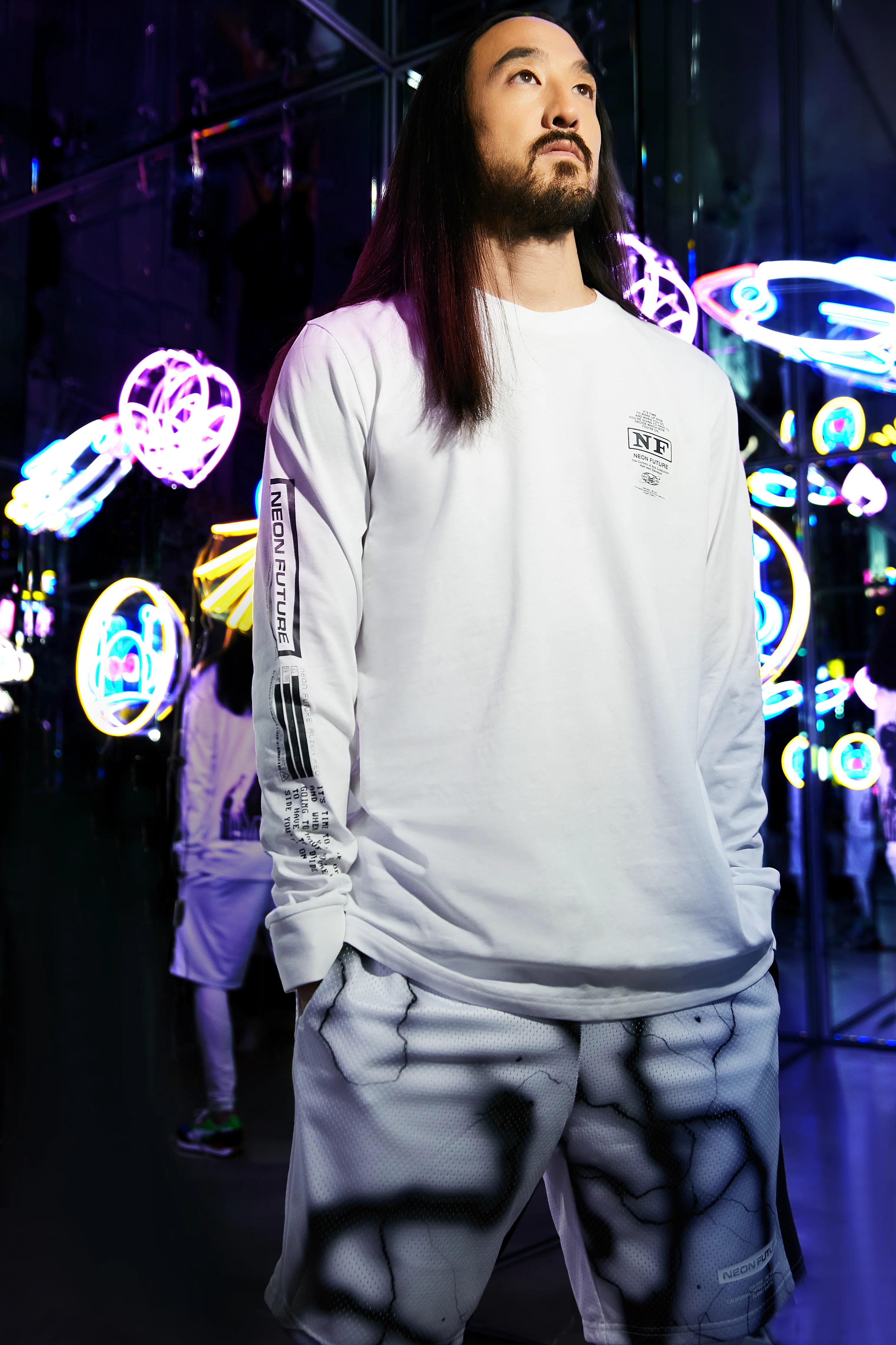 Tr. 02 "Neon Future" Long Sleeve Tee - White - Image 6